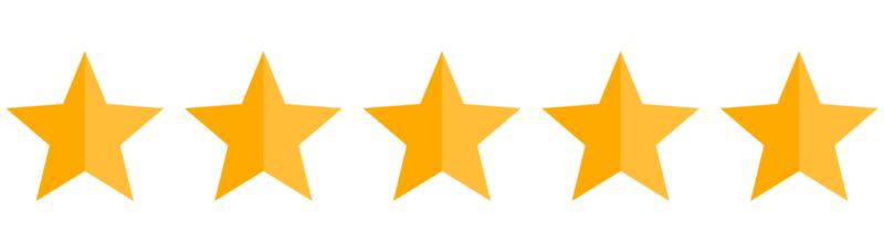 Five gold stars representing a perfect 5-star rating for customer reviews, feedback, or service quality.